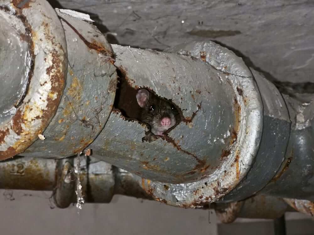 rat in drain pipe