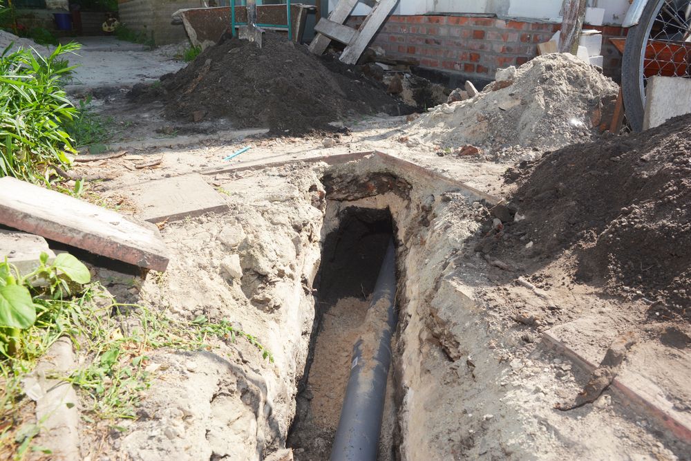 trenching for sewer pipe