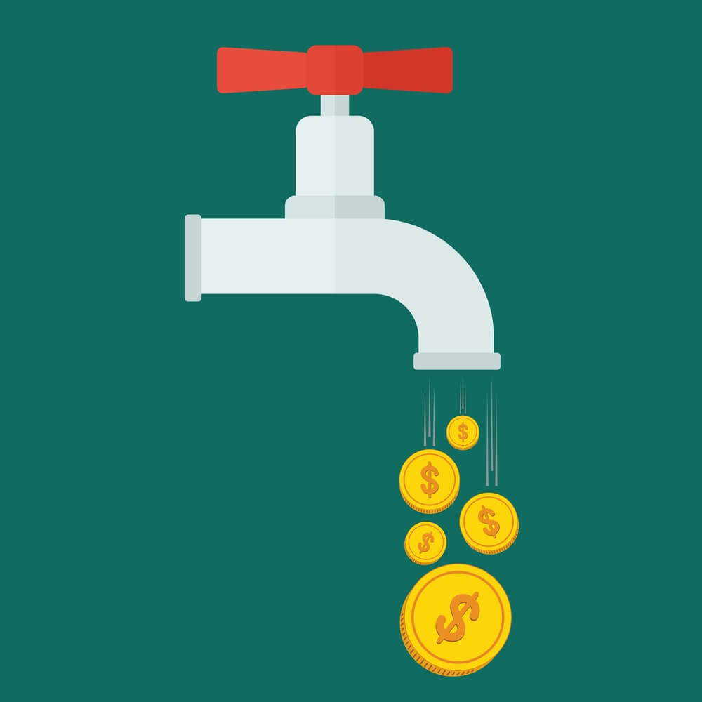 Faucet pouring money
