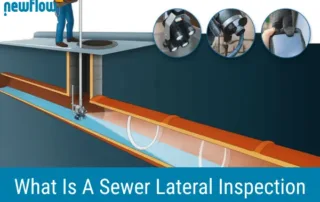 Sewer lateral inspection showing a camera system inside an underground pipe to detect blockages and damage