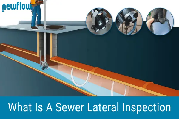 Sewer lateral inspection showing a camera system inside an underground pipe to detect blockages and damage